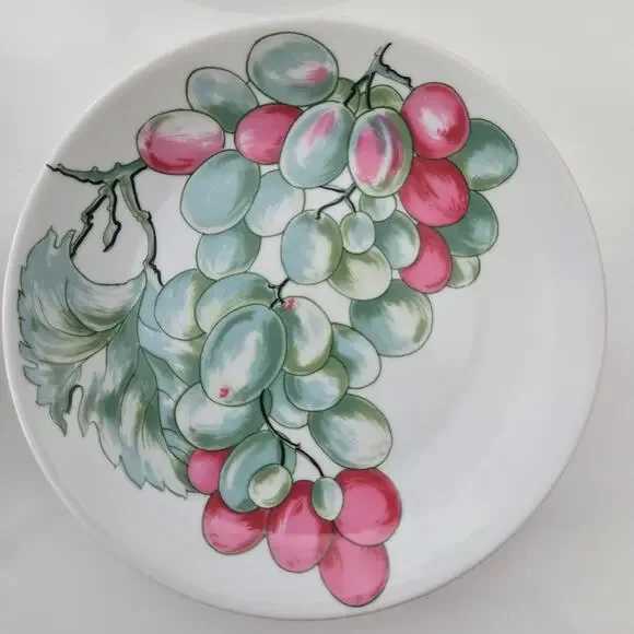 VTG Philippe Deshoulieres Grape Harvest Limoges Cocktail Canape Plates- Set of 6 - Picture 2 of 6